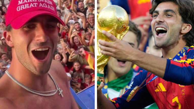 Ferran Torres celebró el título mundial de España con una gorra inspirada en Trump